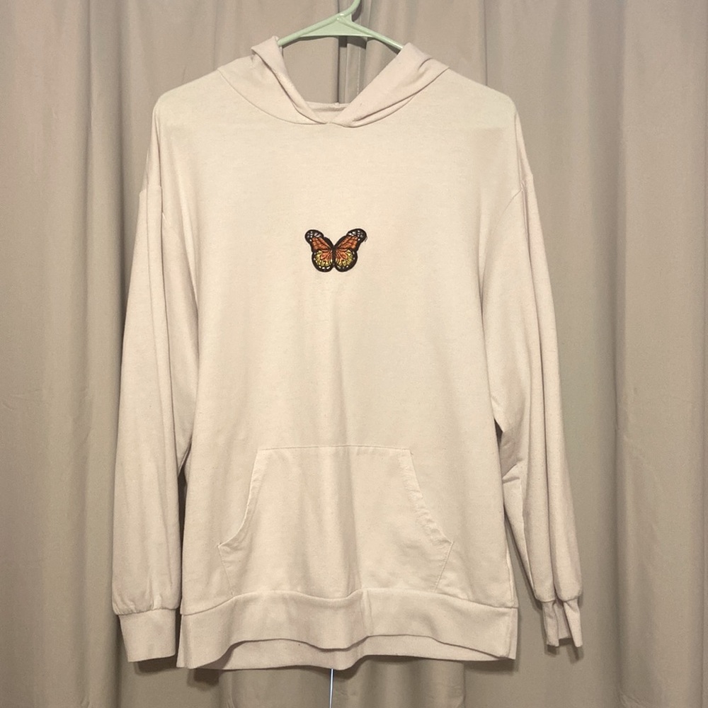 White Hoodie w/ Butterfly Embroidery